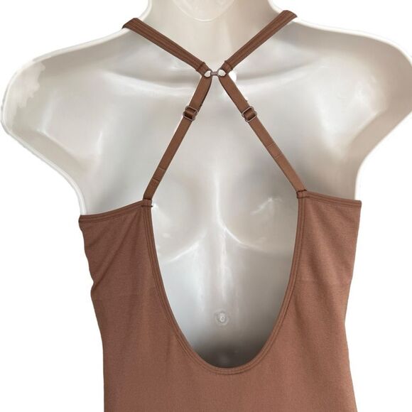 PINK Victoria’s Secret Brown Seamless Racerback Activewear Trendy Casual Romper - Picture 4 of 8